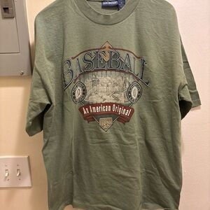 Men’s vintage Van Heusen Olive Green 'Baseball' Graphic Tee size XL